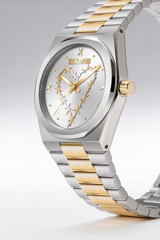 Stalen Quartz Horloge - Goudkleurig en Zilverkleurig