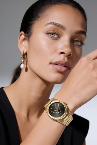 Stalen Quartz Horloge - Goudkleurig