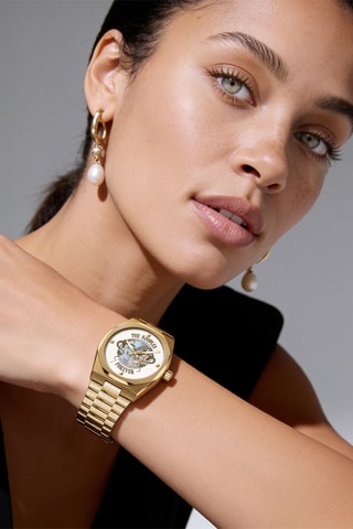 Stalen Quartz Horloge - Goudkleurig