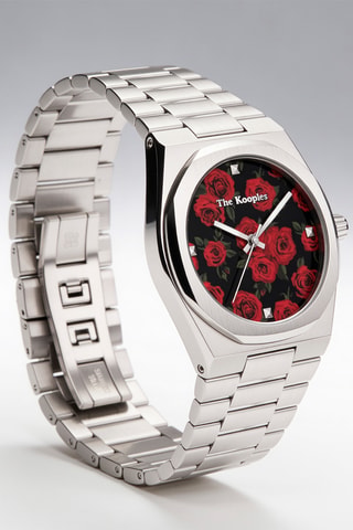 Leren Quartz Horloge- Zilverkleurig