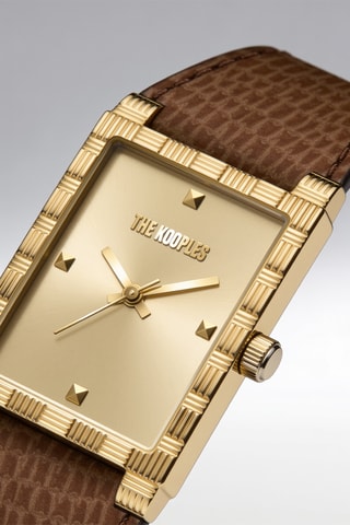 Leren Quartz Horloge- Bruin en Goudkleurig