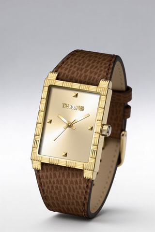 Leren Quartz Horloge- Bruin en Goudkleurig
