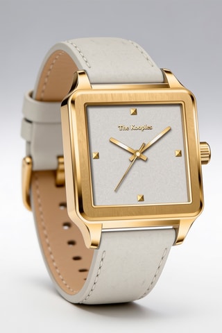 Leren Quartz Horloge- Wit en Goudkleurig