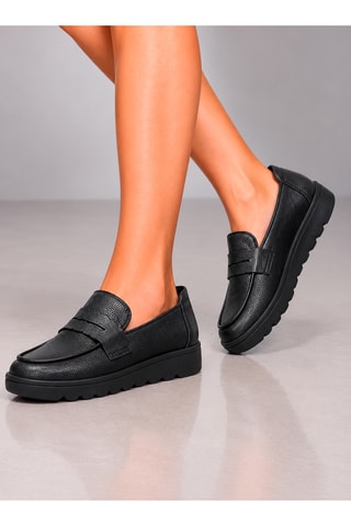 Mocasines de piel con plataforma - Negro