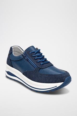 Zapatillas de piel con plataforma - Azul