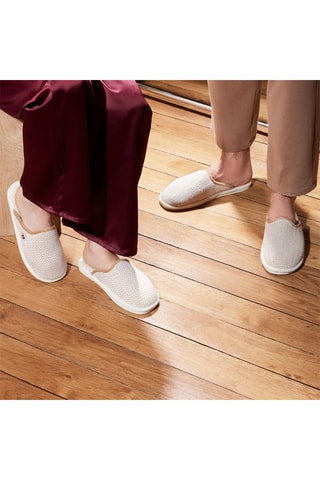 Zapatillas de casa de lana La mi chevronnée beige - Beige