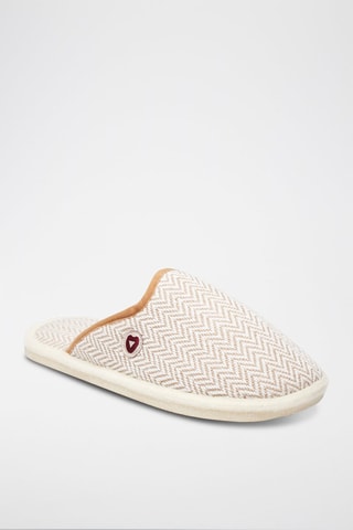 Zapatillas de casa de lana La mi chevronnée beige - Beige