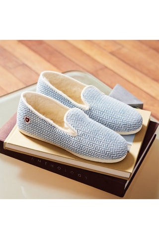 Zapatillas de casa de lana La Chevronnée bleue - Azul