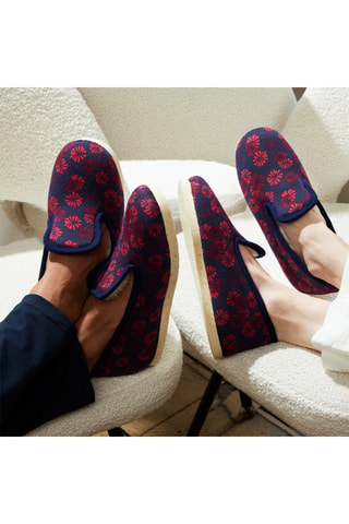 Zapatillas de casa de lana Gavalda - Azul y rojo