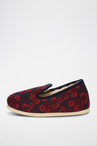 Zapatillas de casa de lana Gavalda - Azul y rojo