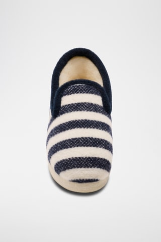 Zapatillas de casa de lana La Marinière - Blanco y azul
