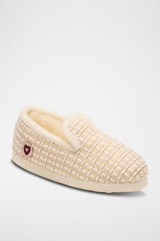 Zapatillas de casa de lana La Ravissante dorée - Blanco y dorado