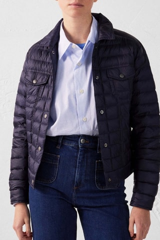 Doudoune courte esprit denim Elise - Bleu marine