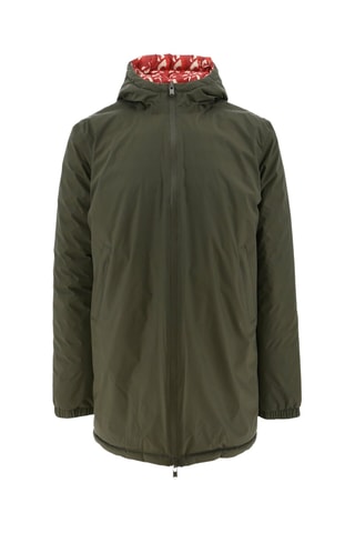 Doudoune longue réversible à capuche Amsterdam Monogram - Army et rouge feu