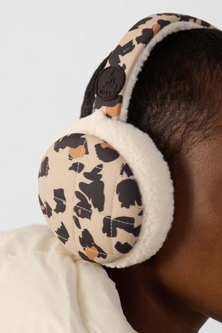 Cache-oreilles imprimé Fuzzy Print - Léopard beige