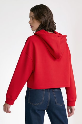 Sweat court à capuche - Rouge