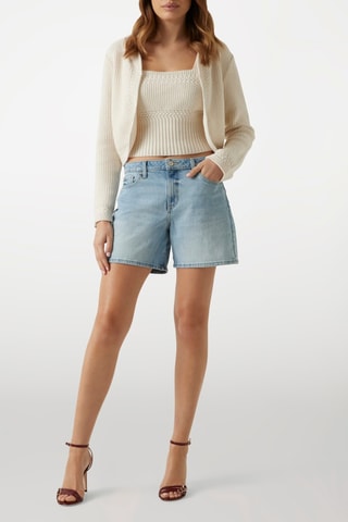 Short en jean taille haute - Bleu