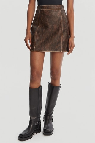 Minijupe taille haute - Marron