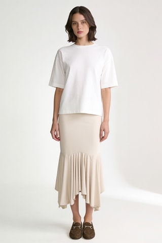 Jupe midi taille haute - Taupe