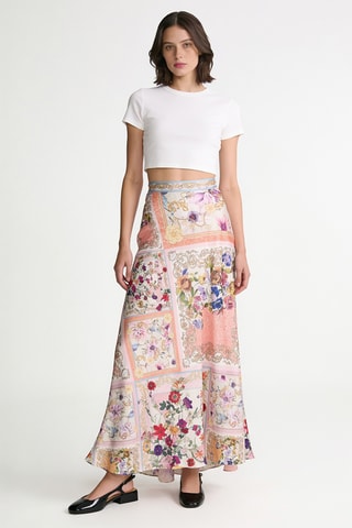 Jupe midi taille haute - Rose poudré