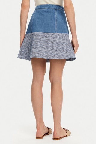 Jupe trapèze en jean taille haute - Bleu marine