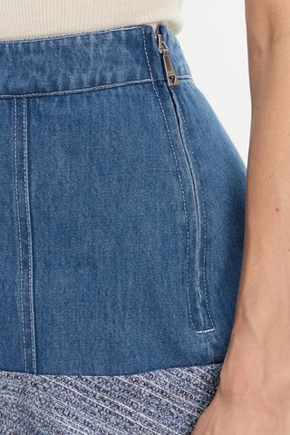 Jupe trapèze en jean taille haute - Bleu marine