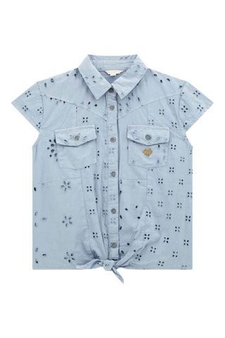 Chemisier noué en broderie anglaise - Ciel