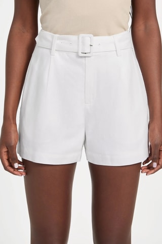 Short en lin taille haute - Blanc