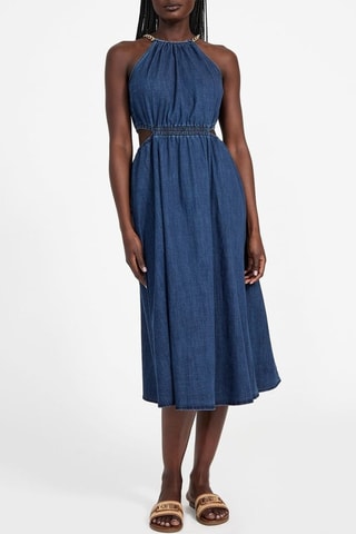 Robe midi en jean - Bleu marine