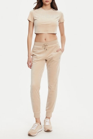 Crop top en velours - Beige