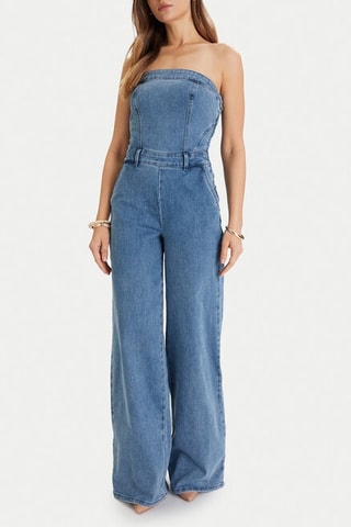 Combinaison bustier en jean - Ciel