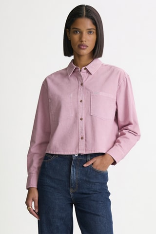 Chemisier court en jean - Mauve