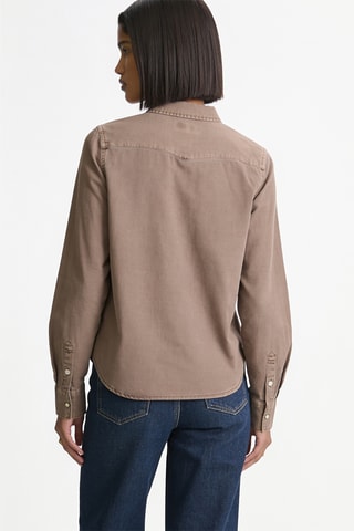 Chemisier slim en jean - Marron