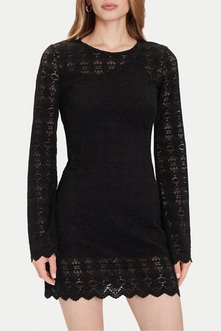 Robe droite en dentelle - Noir