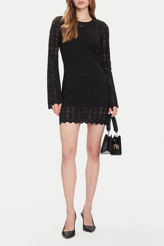 Robe droite en dentelle - Noir
