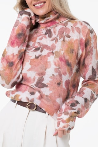 Pull en laine et alpaga - Ecru et rose