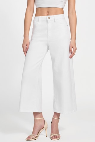 Jean wide legs 7/8 taille haute - Blanc
