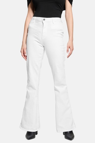 Jean flare taille haute - Blanc