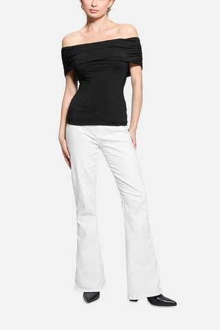 Jean flare taille haute - Blanc