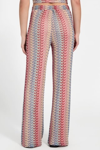 Pantalon wide legs taille haute - Rose et rouge