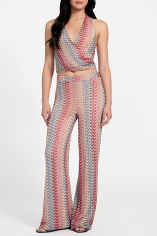 Pantalon wide legs taille haute - Rose et rouge