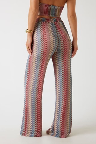 Pantalon wide legs taille haute - Rose et rouge