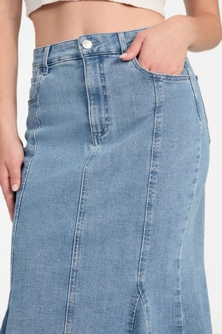 Jupe midi en jean taille haute - Ciel