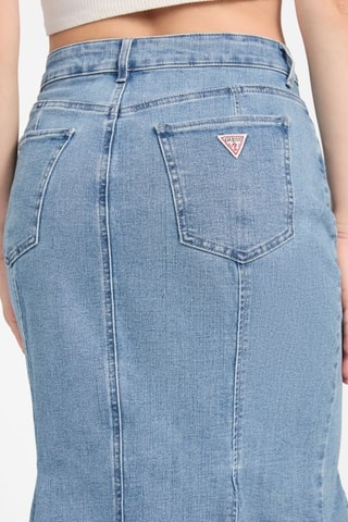 Jupe midi en jean taille haute - Ciel