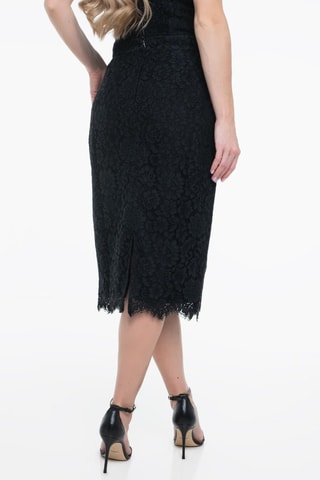 Jupe droite en dentelle taille haute - Noir