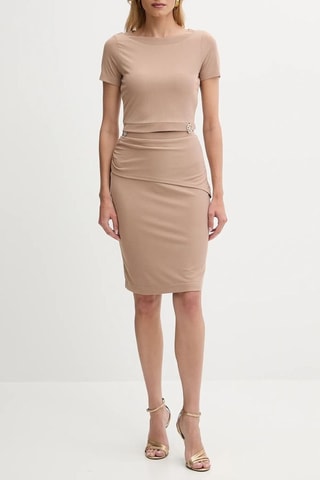 Jupe fourreau taille haute - Beige