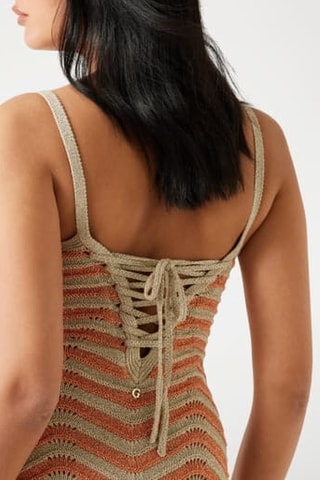 Robe fourreau - Beige et orange
