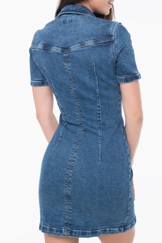Robe droite en jean - Bleu marine