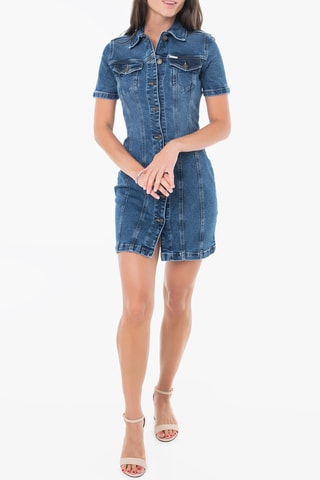 Robe droite en jean - Bleu marine
