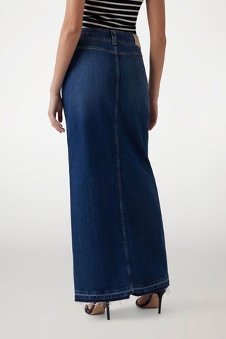 Jupe longue en jean taille haute - Bleu